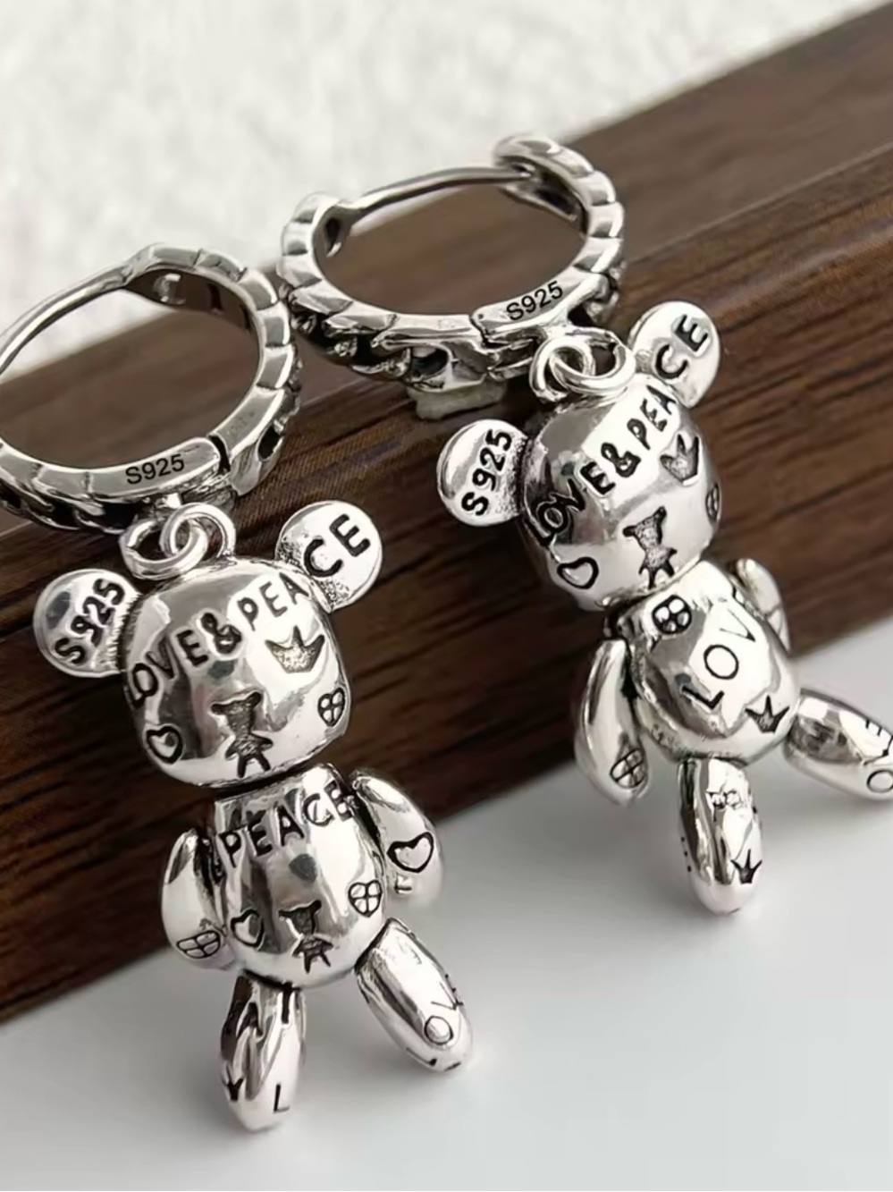 Teddy Drop Hoop Earrings - LOVE & PEACE